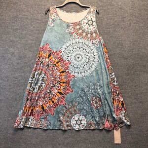 NWT Shein  Dress Womens 2XL Emery Rose Mandala Sleeveless Stretch‎ Pocket Boho